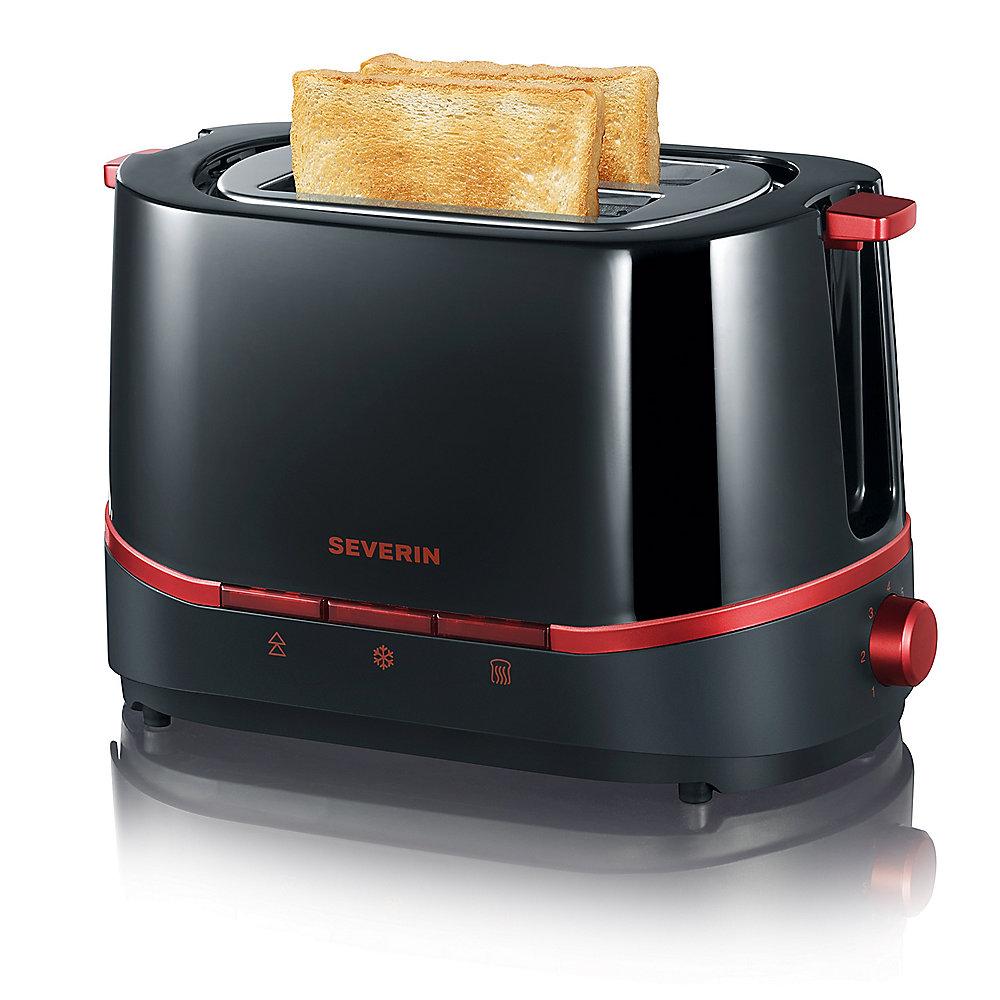 Severin AT 2292 Automatik Toaster SELECT Schwarz/Rot Metallic