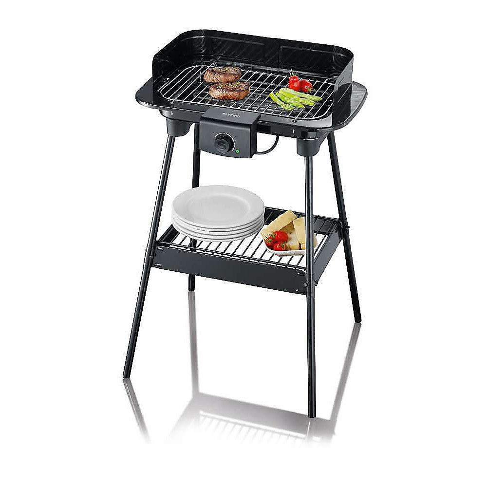 Severin PG 8544 Standgrill mit Windschutz und Ablagerost, schwarz