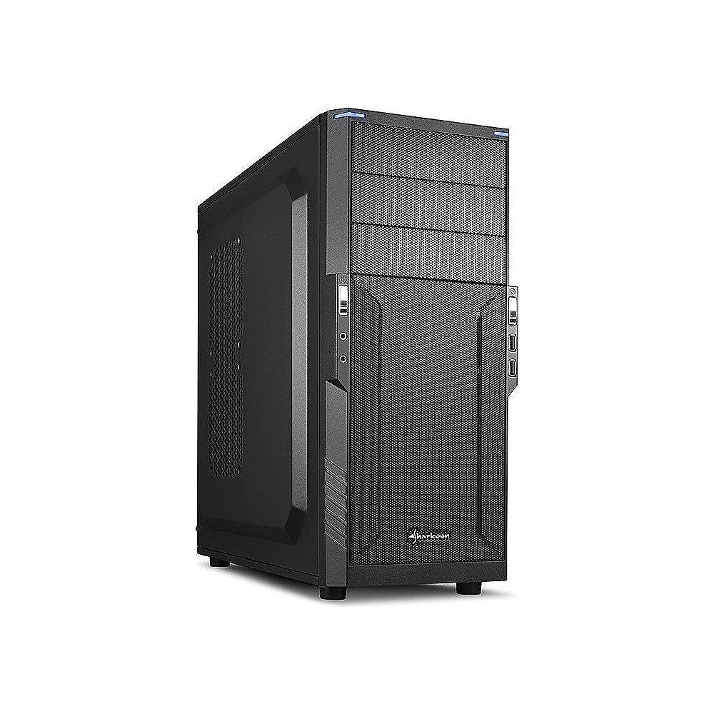 Sharkoon T3-V Midi-Tower ATX Gehäuse schwarz, 1x120 mm Lüfter (Blaue LED) USB3.0