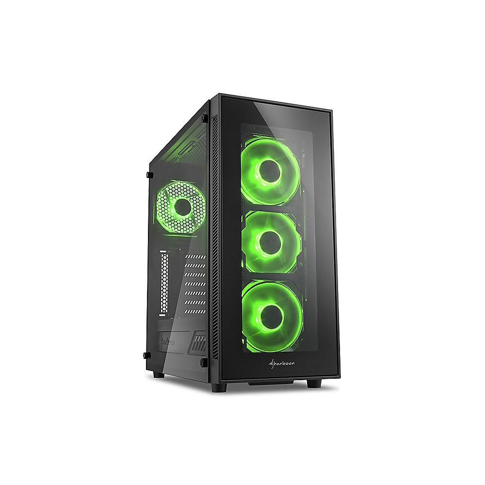 Sharkoon TG5 Midi-Tower ATX Gaming Gehäuse Grüne LED, Seitenfenster