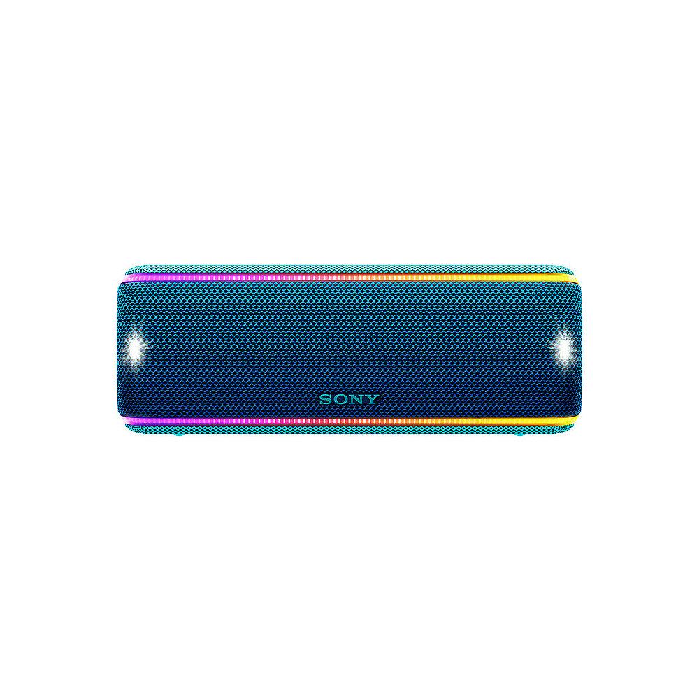 Sony SRS-XB31 tragbarer Lautsprecher wasserabweisend, NFC, Bluetooth LED blau