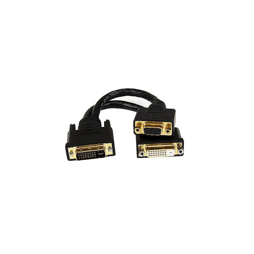 Startech DVI-I zu DVI-D und VGA Splitter 0,2m St./Bu./Bu. vergoldet schwarz