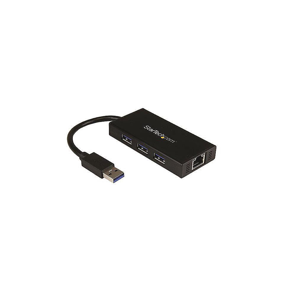 Startech USB 3.0 HUB 3-Port Gigabit Ethernet Aluminium SuperSpeed schwarz, Startech, USB, 3.0, HUB, 3-Port, Gigabit, Ethernet, Aluminium, SuperSpeed, schwarz