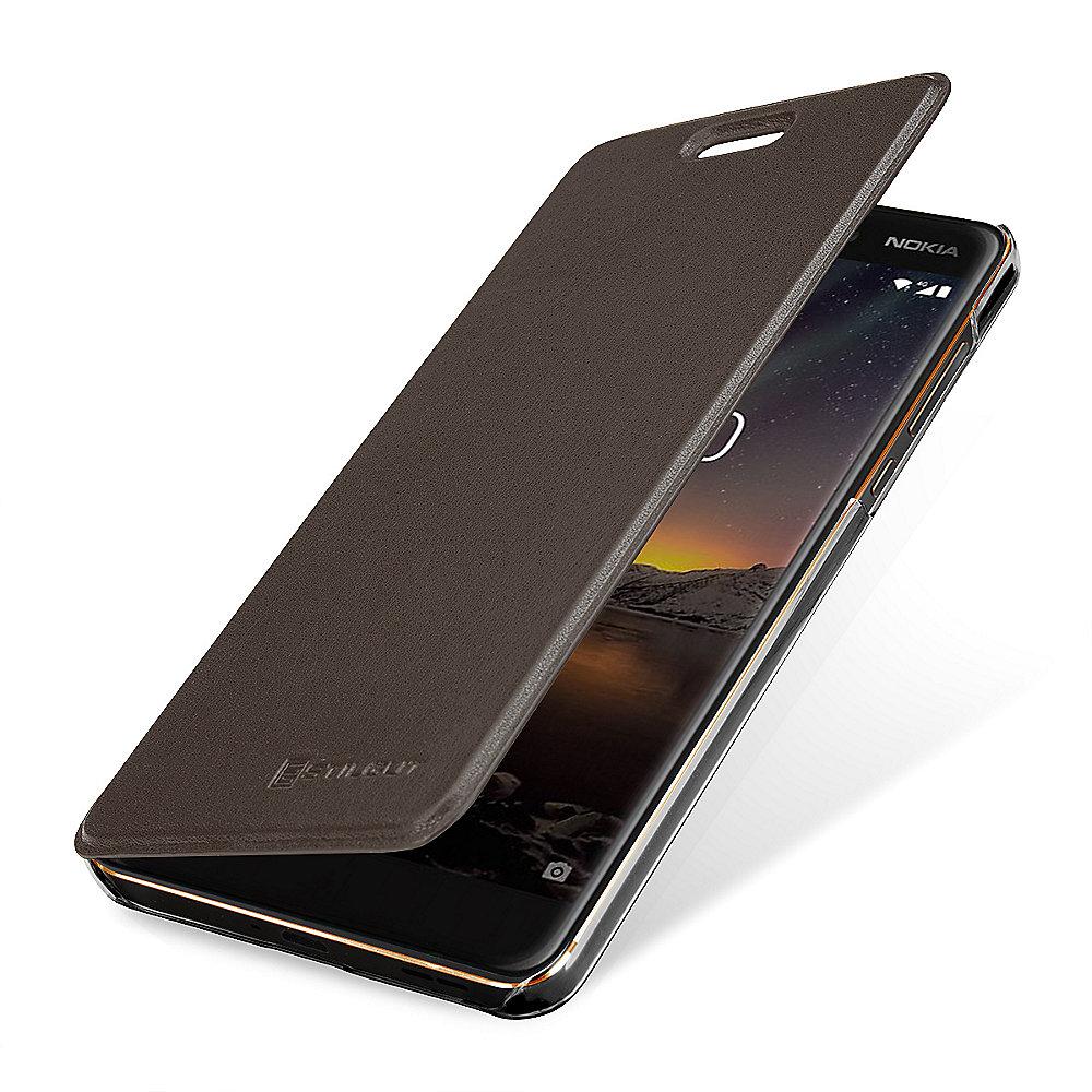 StilGut Book Type mit NFC/RFID Blocker für Nokia 6 (2018) Braun/Transparent