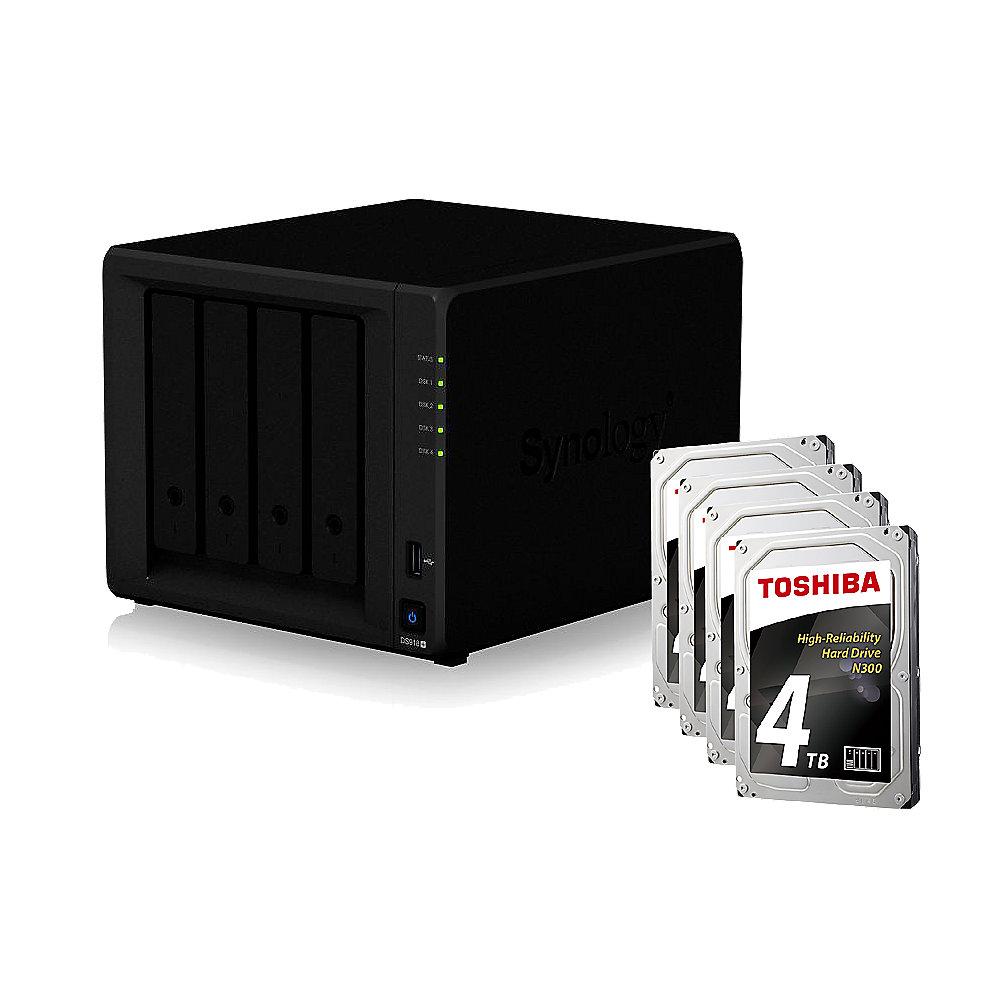 Synology DS918  NAS System 4-Bay 16TB inkl. 4x 4TB Toshiba HDWQ140UZSVA