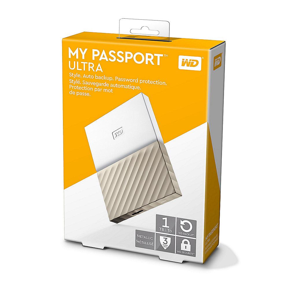WD My Passport Ultra USB3.0 1TB 2.5zoll -Weiß/Gold WDBTLG0010BGD-WESN