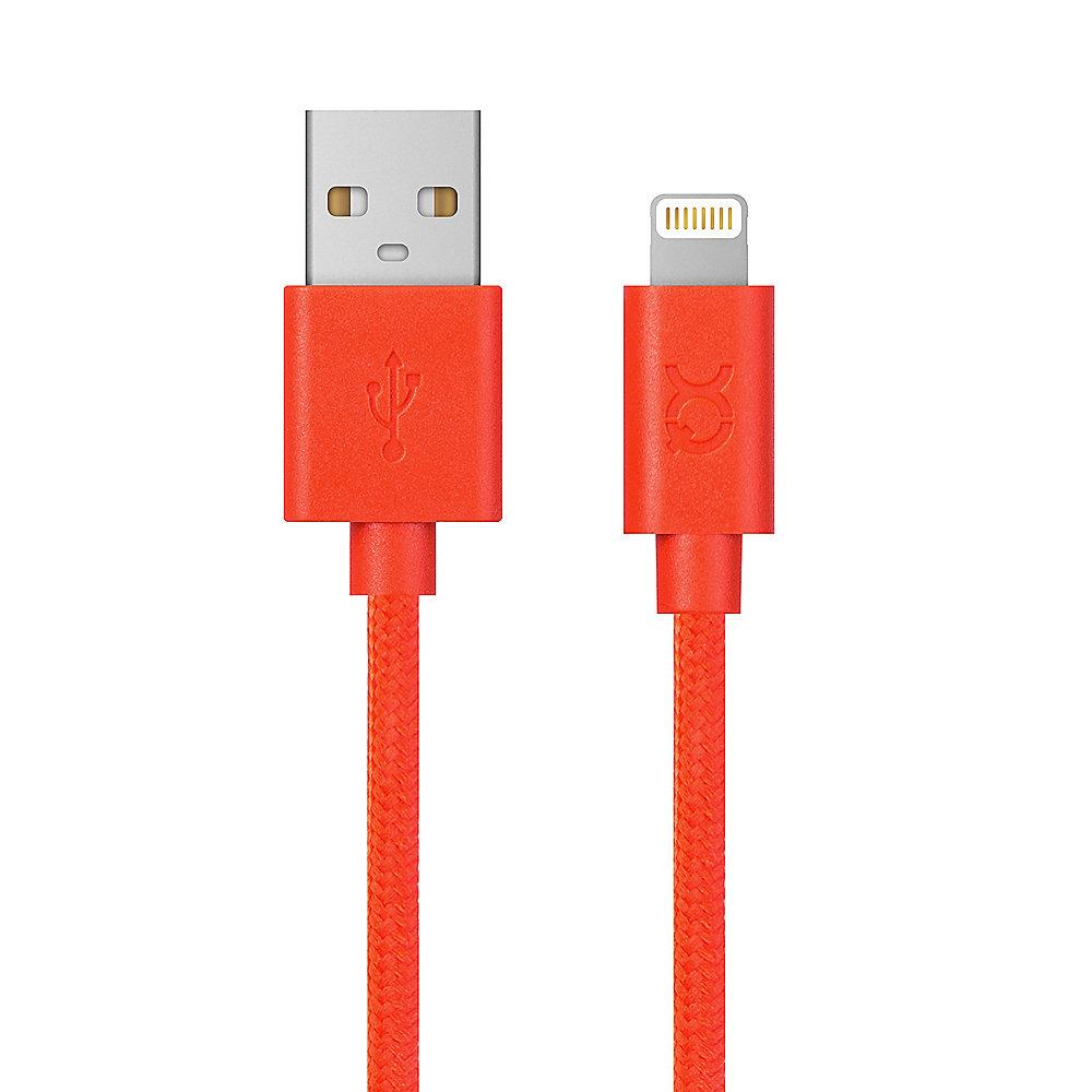 xqisit Charge & Sync Cotton Lightning/USB-Kabel 1,8m rot