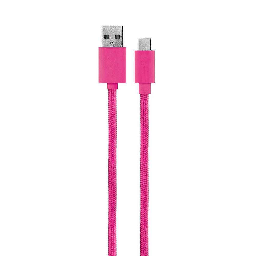 xqisit Charge & Sync Cotton USB-C zu USB-A Kabel 1,8m pink, xqisit, Charge, &, Sync, Cotton, USB-C, USB-A, Kabel, 1,8m, pink