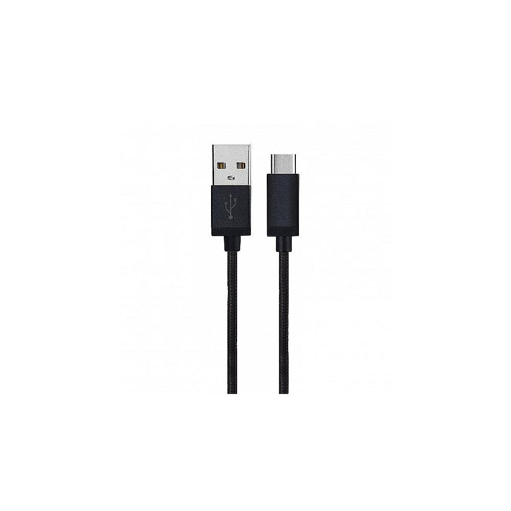xqisit Charge & Sync Cotton USB-C zu USB-A Kabel 1,8m schwarz