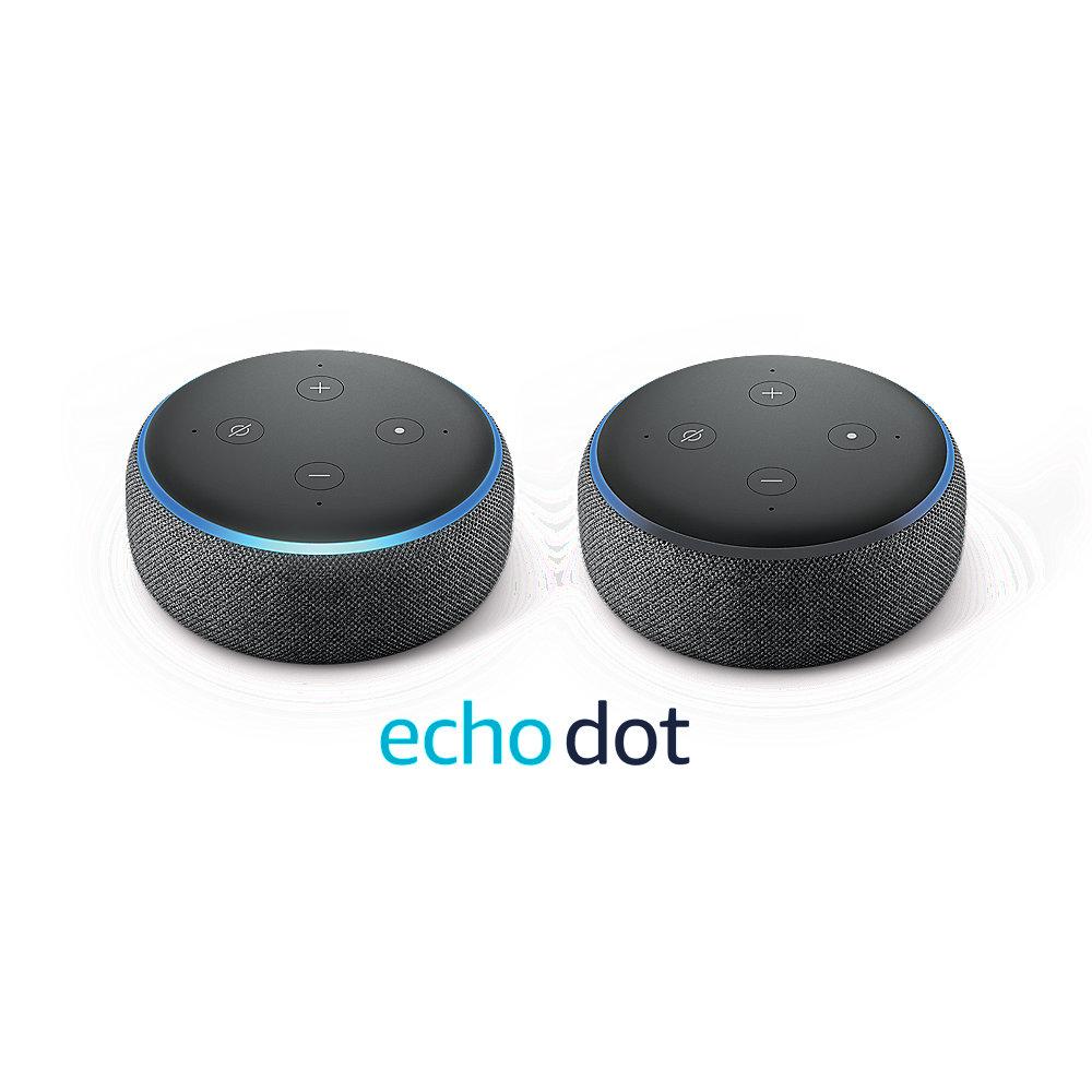 Amazon Echo Dot (3. Generation) - Doppelpack - Anthrazit Stoff, Amazon, Echo, Dot, 3., Generation, Doppelpack, Anthrazit, Stoff