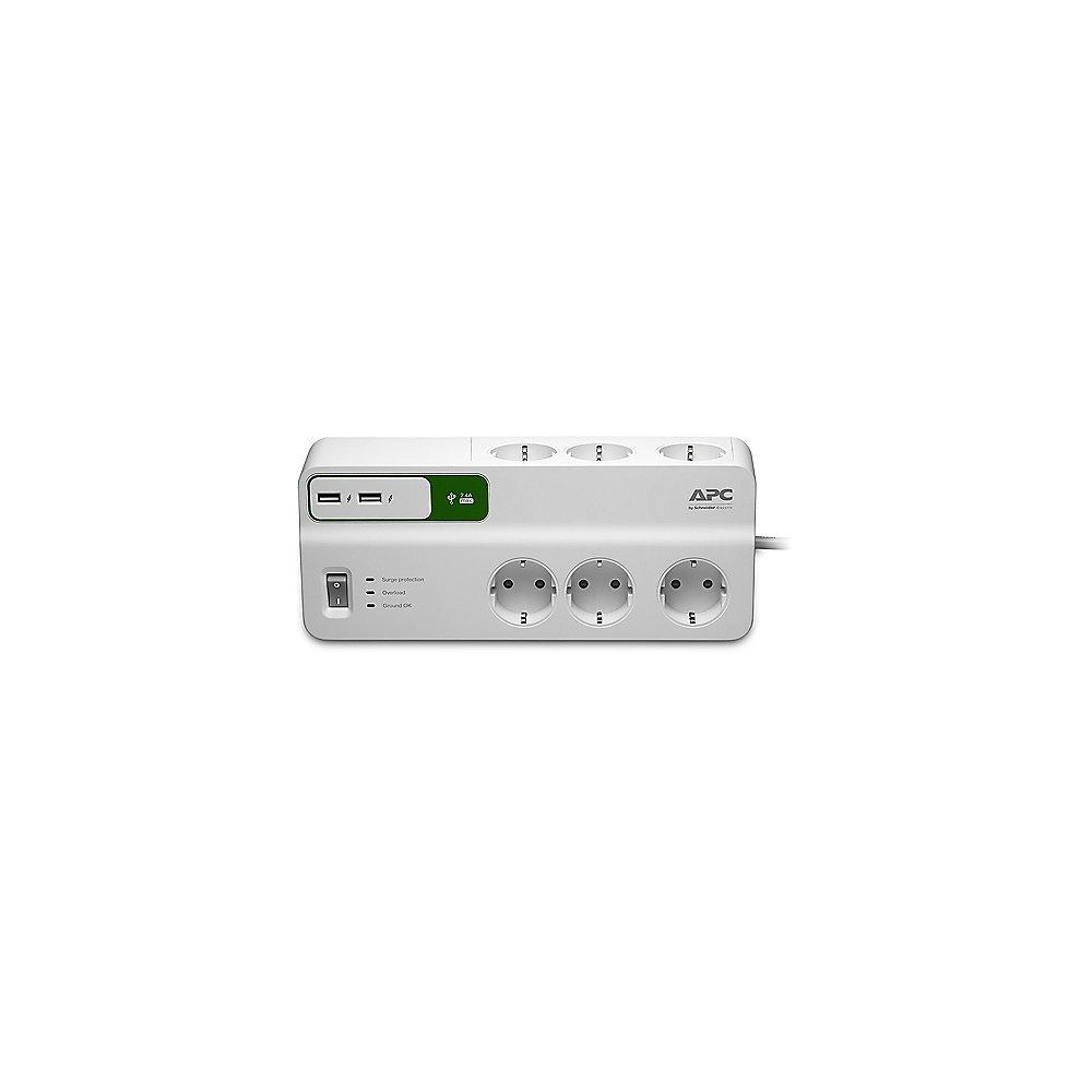 APC SurgeArrest Essential 6-fach 2x USB (PM6U-GR) Überspannungsschutz, APC, SurgeArrest, Essential, 6-fach, 2x, USB, PM6U-GR, Überspannungsschutz