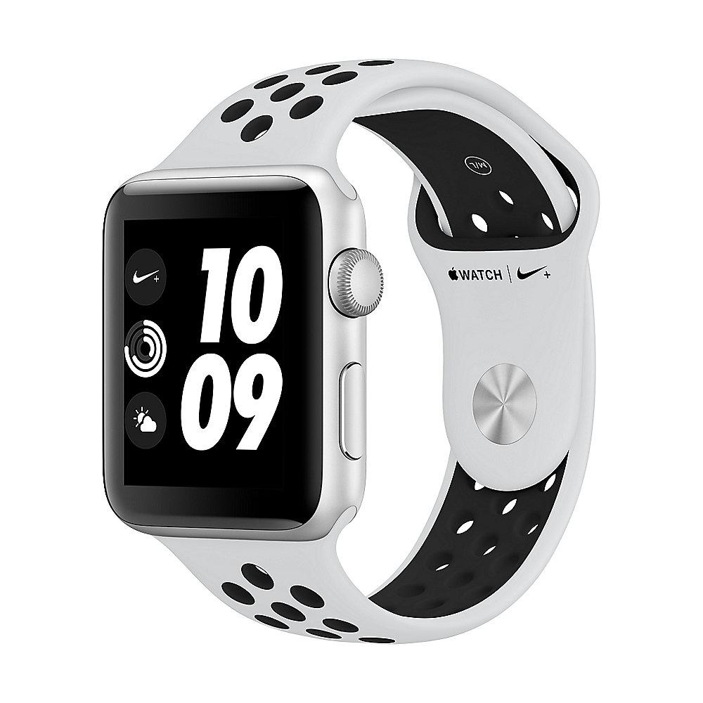 Apple Watch Nike  GPS 42mm Aluminiumgehäuse Silber Sportarmband Platinum Schwarz