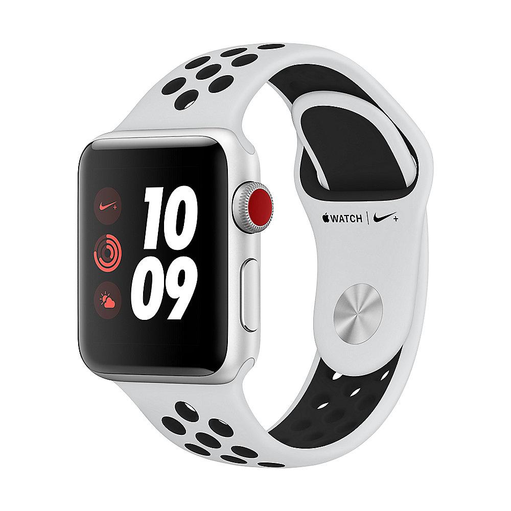 Apple Watch Nike  LTE 38mm Aluminiumgehäuse Silber Sportarmband Platinum Schwarz