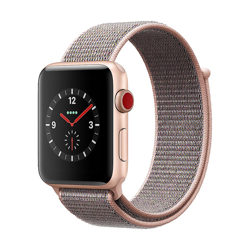 Apple Watch Series 3 LTE 42mm Aluminiumgehäuse Gold mit Sport Loop Sandrosa