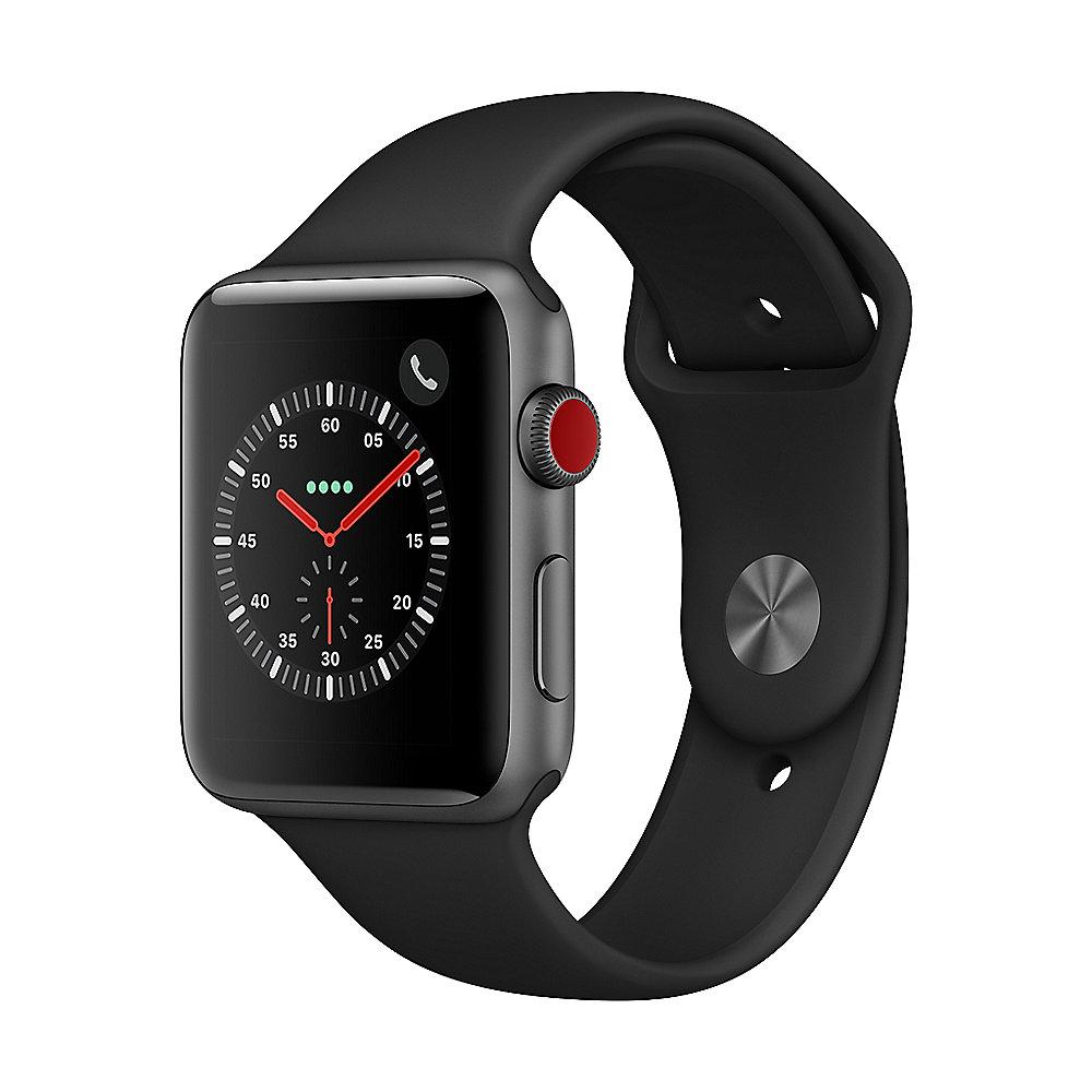 Apple Watch Series 3 LTE 42mm Aluminiumgehäuse Space Grau Sportarmband Schwarz