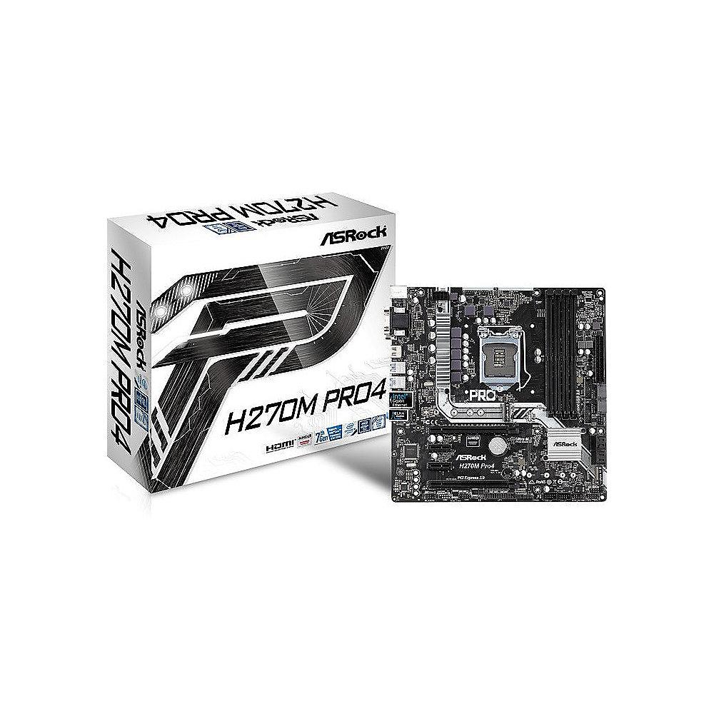 ASRock H270M Pro4 M.2/HDMI/DVI/VGA/GL/USB3.0 mATX Mainboard Sockel 1151, ASRock, H270M, Pro4, M.2/HDMI/DVI/VGA/GL/USB3.0, mATX, Mainboard, Sockel, 1151