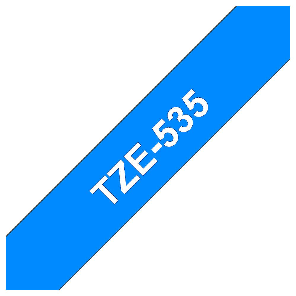 Brother TZe-535 Schriftband 12mm x 8m, weiss auf blau, selbstklebend