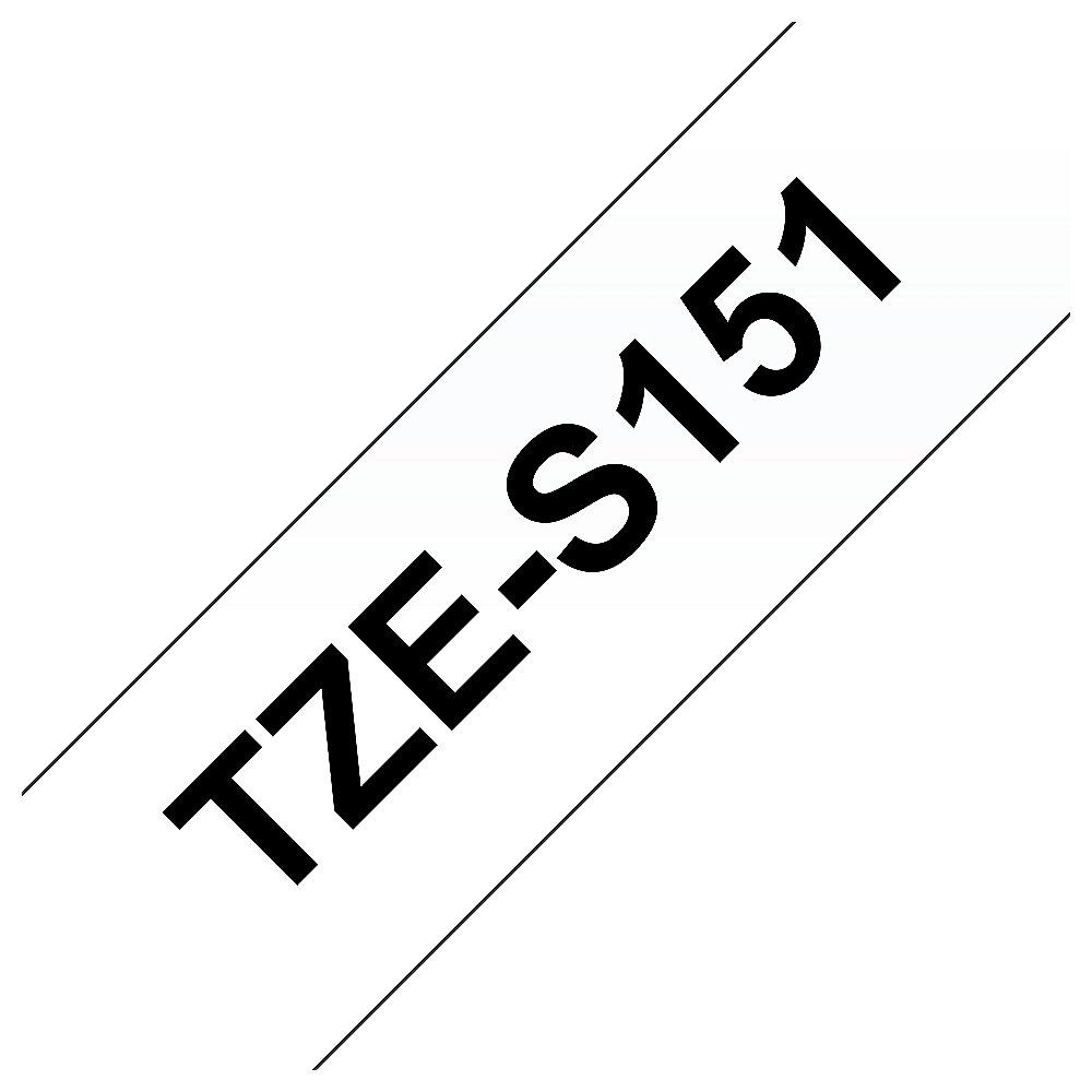 Brother TZe-S151 Schriftband, 24mm x 8m, schwarz auf transparent, stark klebend
