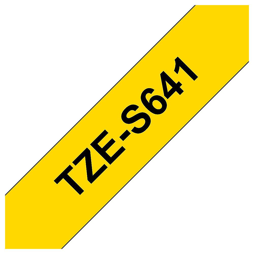 Brother TZe-S641 Schriftband, 18mm x 8m, schwarz auf gelb, stark klebend