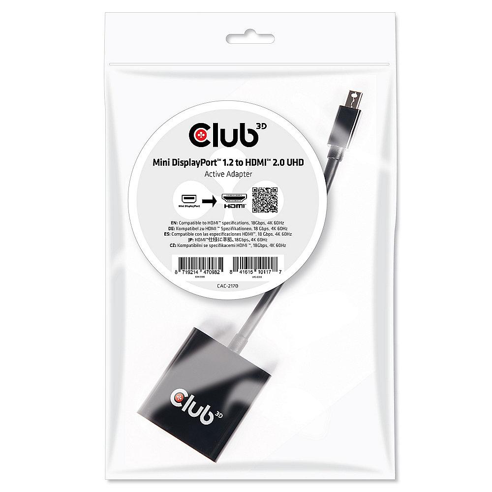 Club 3D DisplayPort 1.2 Adapter mDP zu HDMI 2.0 aktiv UHD 4K60Hz CAC-2170, Club, 3D, DisplayPort, 1.2, Adapter, mDP, HDMI, 2.0, aktiv, UHD, 4K60Hz, CAC-2170