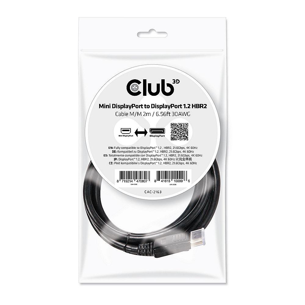 Club 3D DisplayPort 1.2 Kabel 2m mDP zu DP HBR2 St./St. schwarz CAC-2163