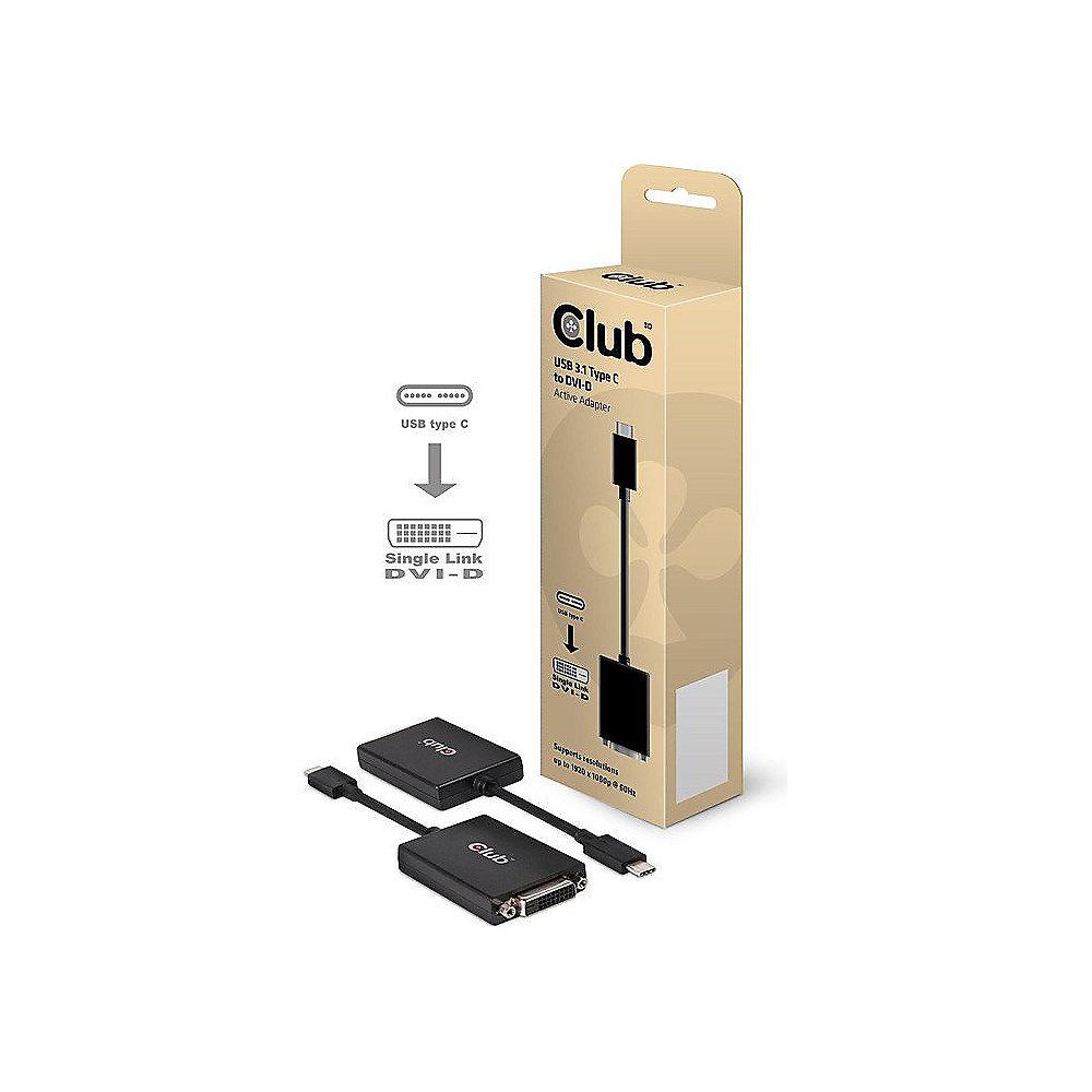 Club 3D USB 3.1 Adapter Typ-C zu DVI-D aktiv St./Bu. schwarz CAC-1508