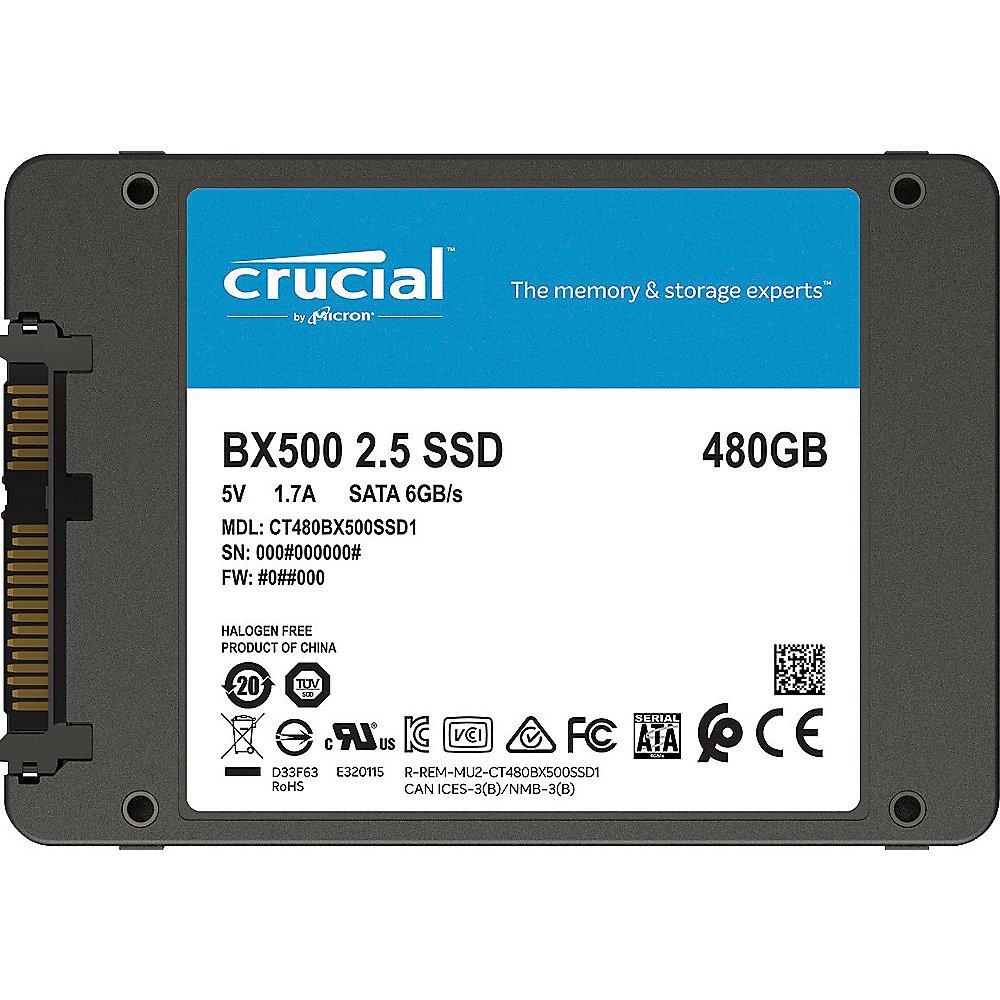Crucial BX500 SSD 480GB 2.5zoll Micron 3D NAND SATA600 - 7mm