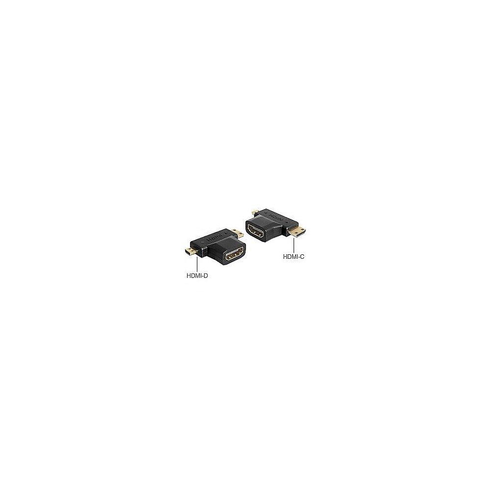DeLOCK Adapter HDMI-A Bu. zu HDMI-C   HDMI-D St./St. schwarz