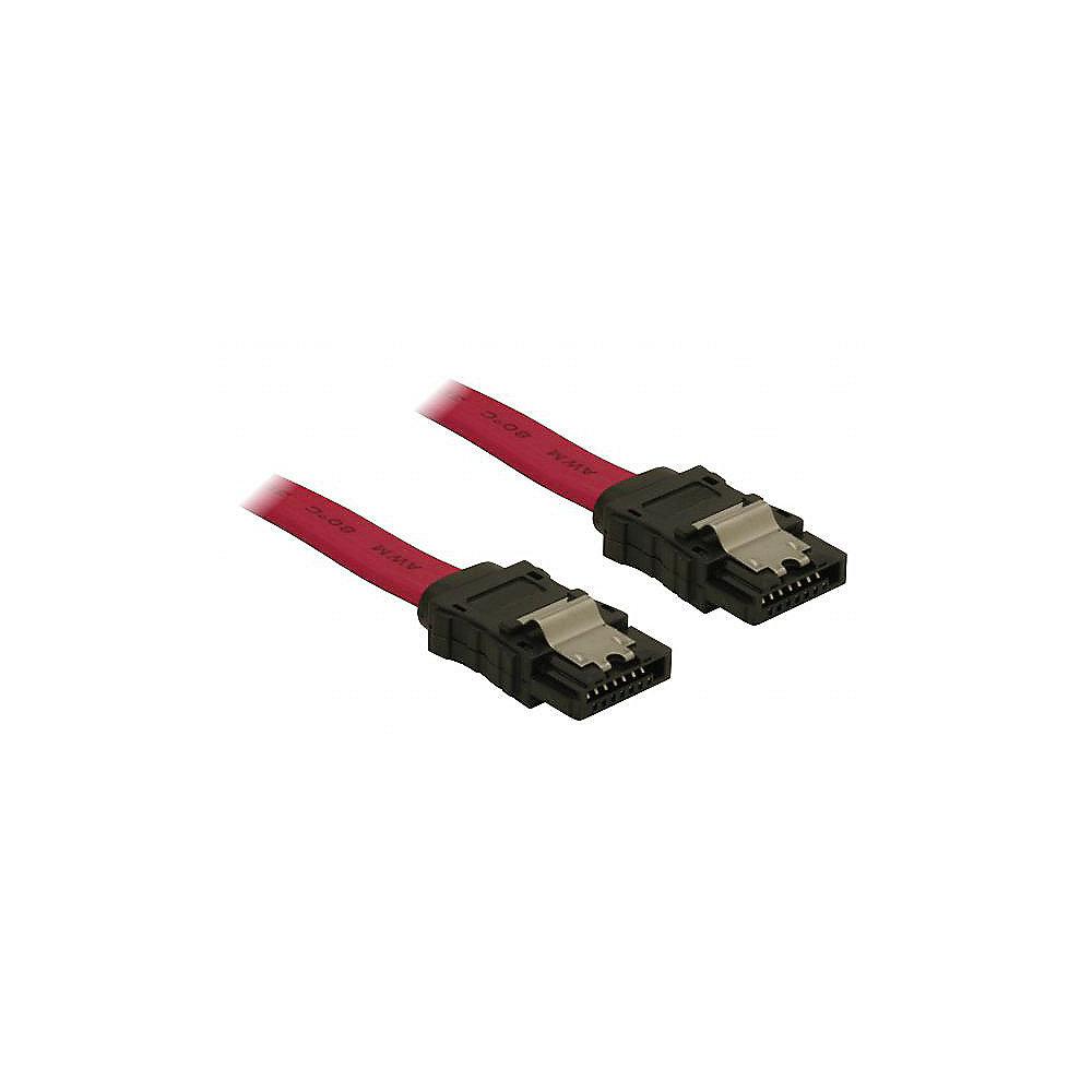DeLOCK SATA Anschlusskabel 0,5m 3Gb/s gerade/gerade Metall 84302 rot, DeLOCK, SATA, Anschlusskabel, 0,5m, 3Gb/s, gerade/gerade, Metall, 84302, rot