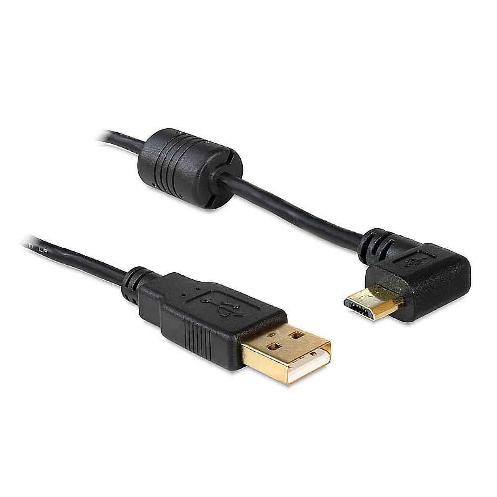 DeLOCK USB 2.0 Kabel 1m USB-A zu micro-B St./St. gewinkelt 90° schwarz