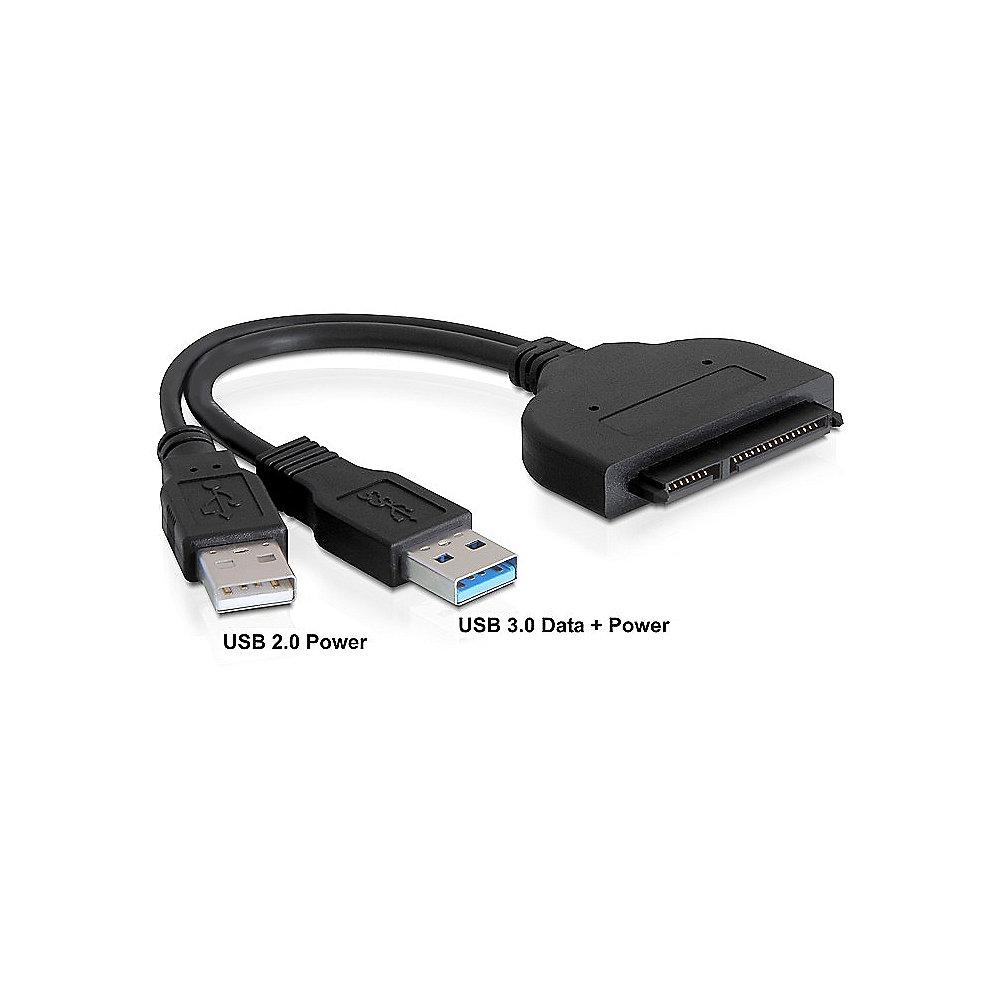 DeLOCK USB 3.0 Konverter 0,2m SATA 6Gb/s Bu. zu 2x USB-A St. 61883 schwarz