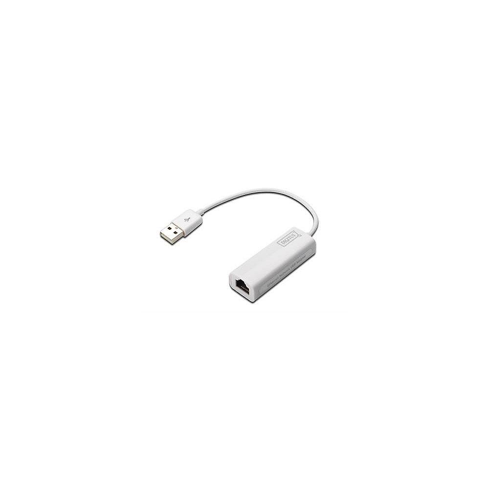 DIGITUS USB 2.0 Fast Ethernet Adapter Typ-A zu RJ45 St./Bu. weiß