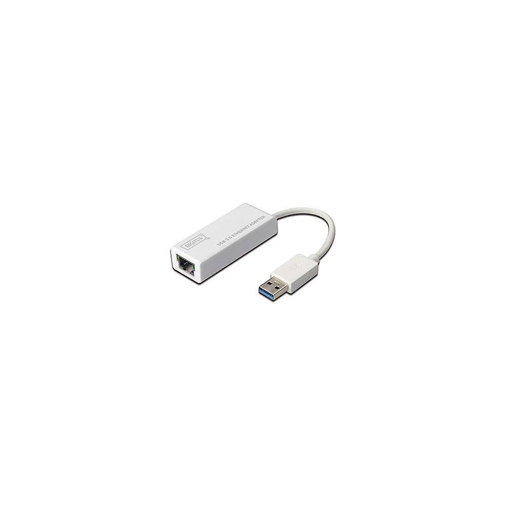 DIGITUS USB 3.0 Gigabit Ethernet Adapter Typ-A zu RJ45 St./Bu. weiß, DIGITUS, USB, 3.0, Gigabit, Ethernet, Adapter, Typ-A, RJ45, St./Bu., weiß