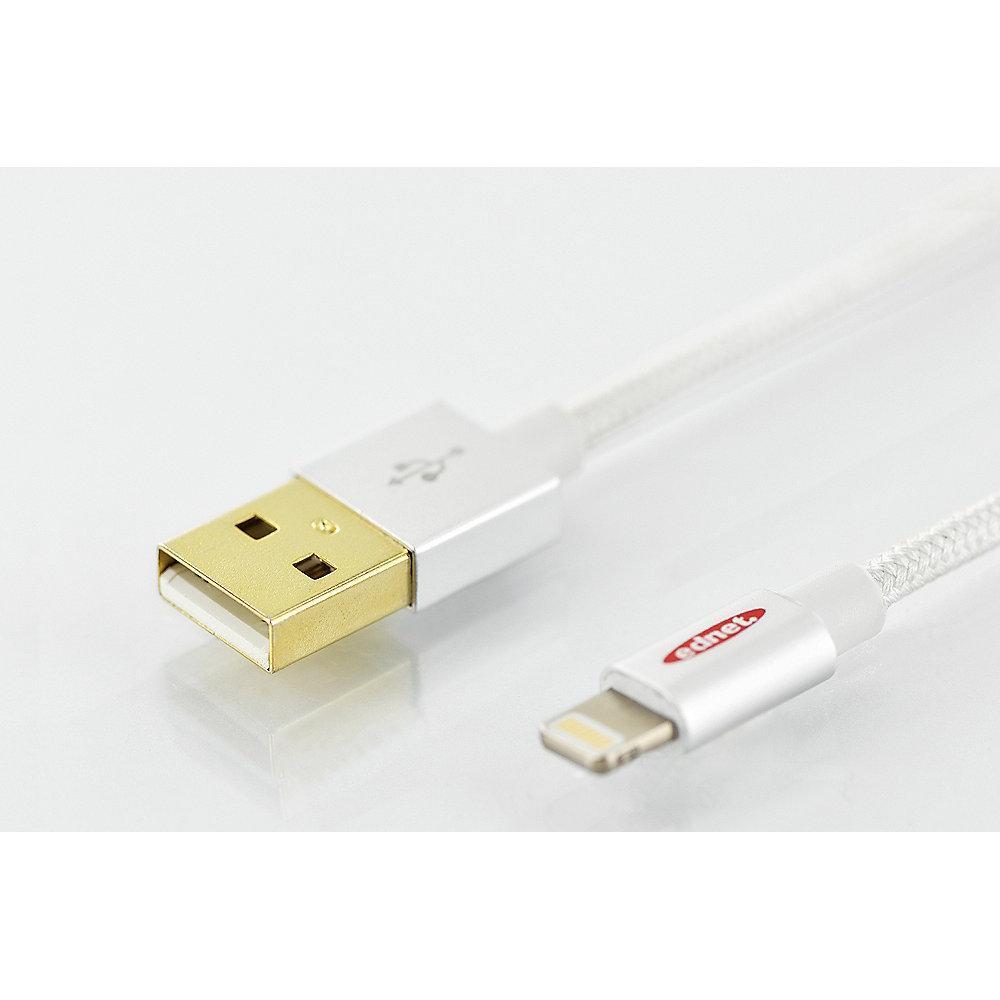ednet iPhone Lade- & Datenkabel 1m USB2.0 A zu Lightning iP5/6/7 St./St. silber, ednet, iPhone, Lade-, &, Datenkabel, 1m, USB2.0, A, Lightning, iP5/6/7, St./St., silber