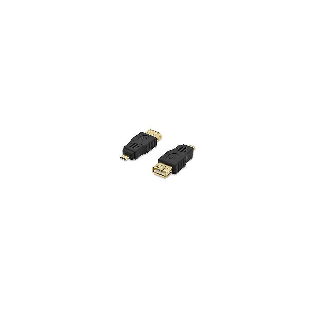 ednet USB 2.0 Adapter micro B zu A vergoldet St./Bu. schwarz