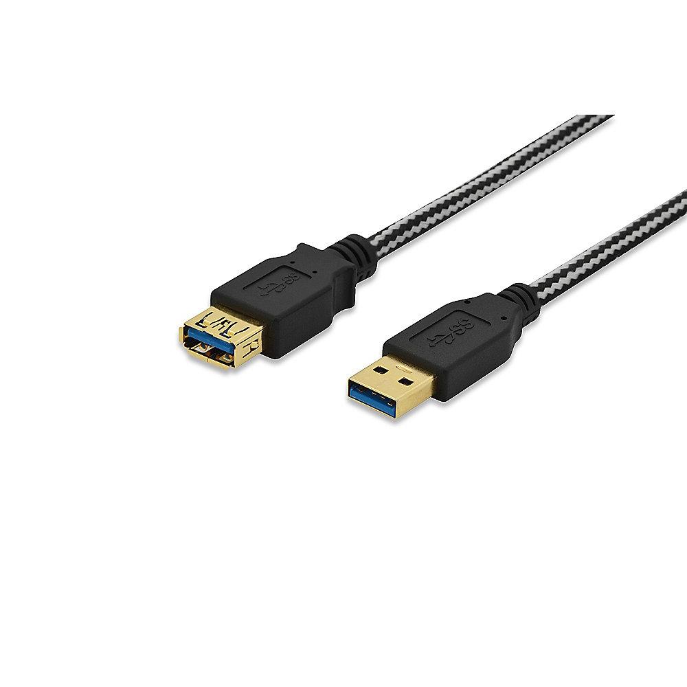 ednet USB 3.0 Verlängerungskabel 3m A zu A vergoldet St./Bu. schwarz