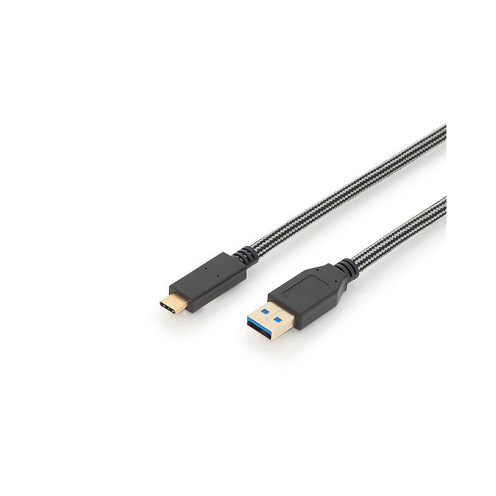 ednet USB Type C Anschlusskabel zu A 1,0m St./St. schwarz