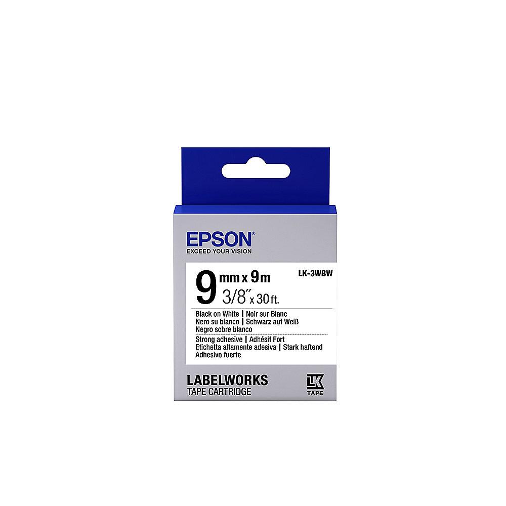 Epson C53S653007 - Schriftband LK-3WBW stark klebend 9mmx9m schwarz/weiß