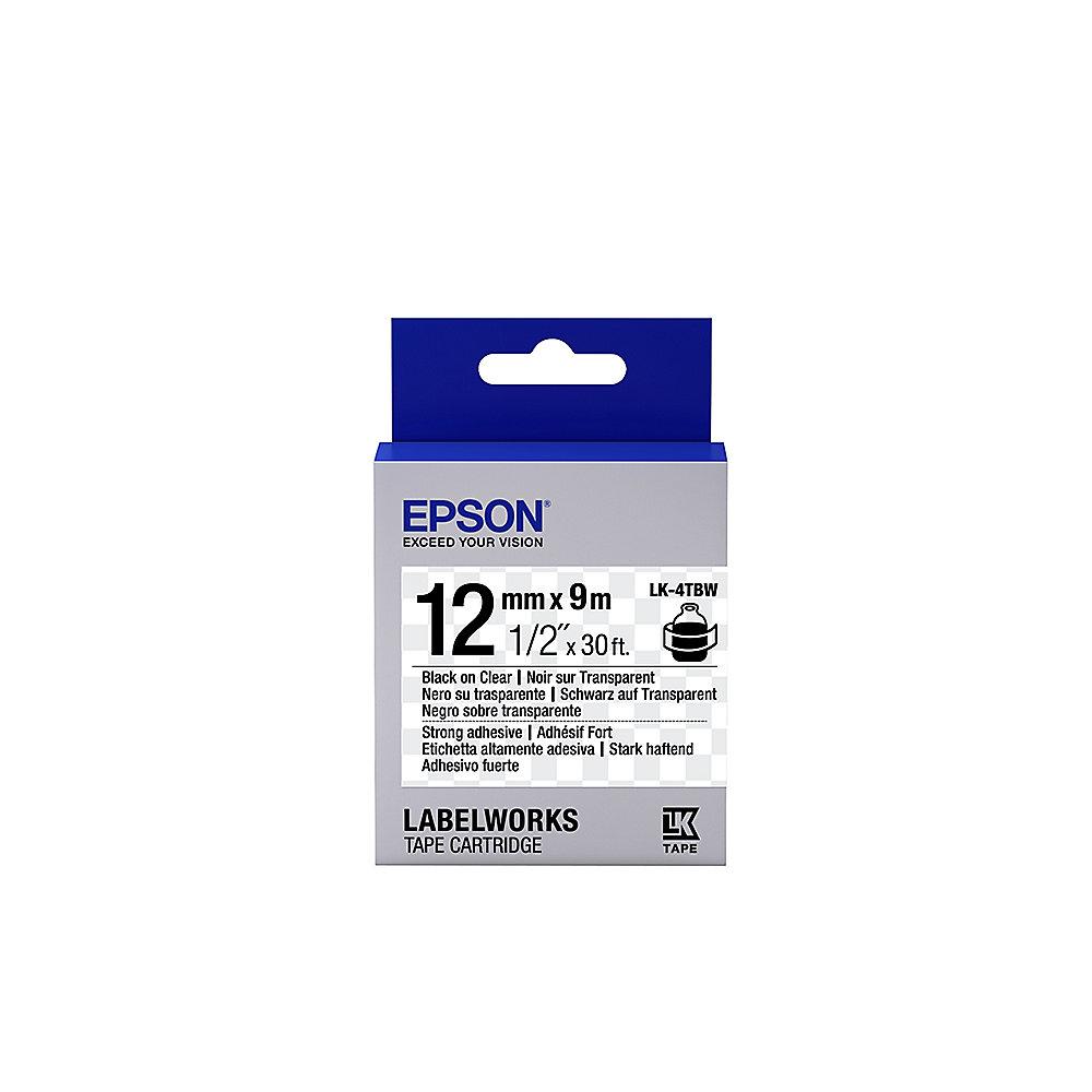 Epson C53S654015 Schriftband LK-4TBW stark klebend 12mmx9m schwarz/transparent, Epson, C53S654015, Schriftband, LK-4TBW, stark, klebend, 12mmx9m, schwarz/transparent