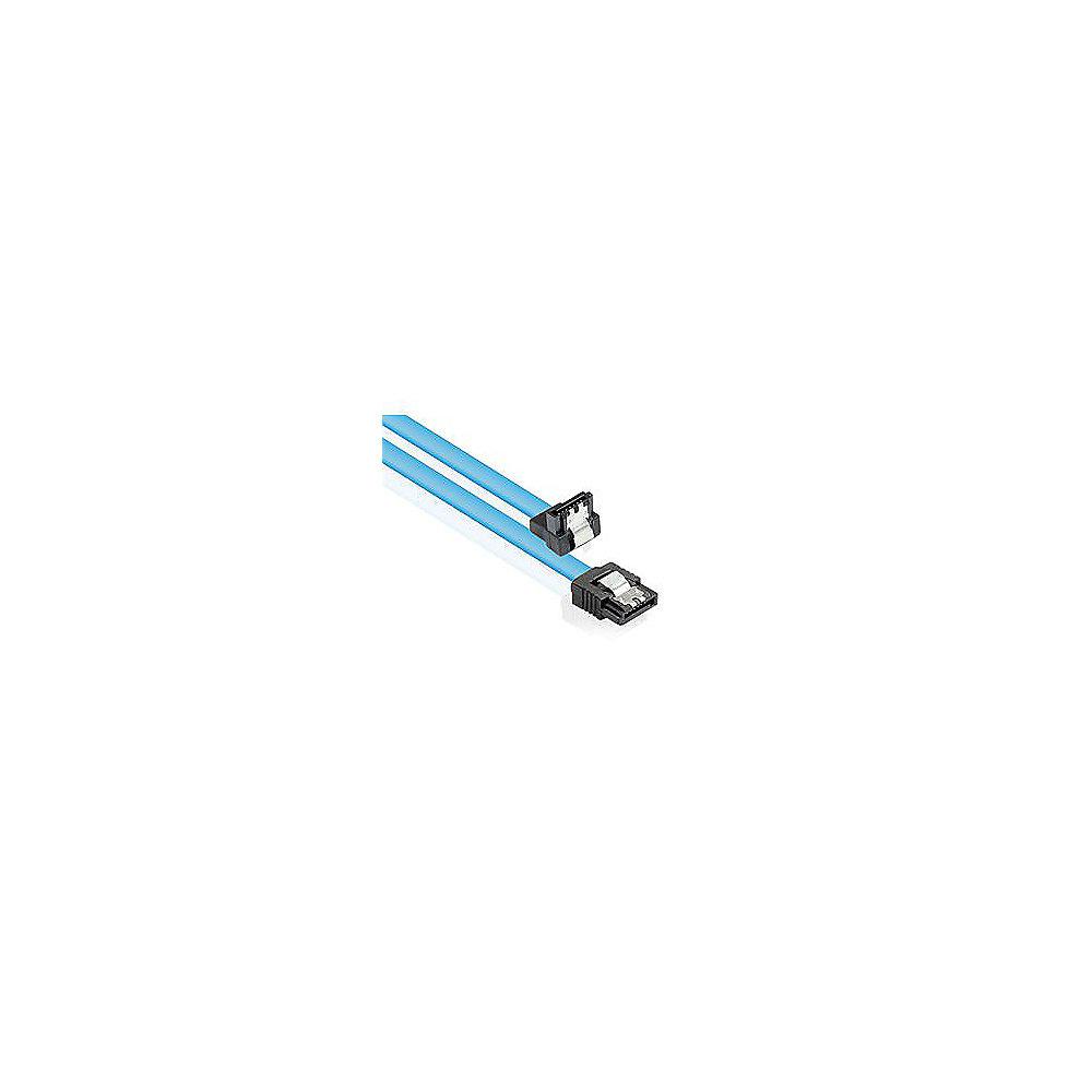Good Connections SATA Anschlusskabel 0,7m 6Gb/s mit Metallclip gewinkelt blau