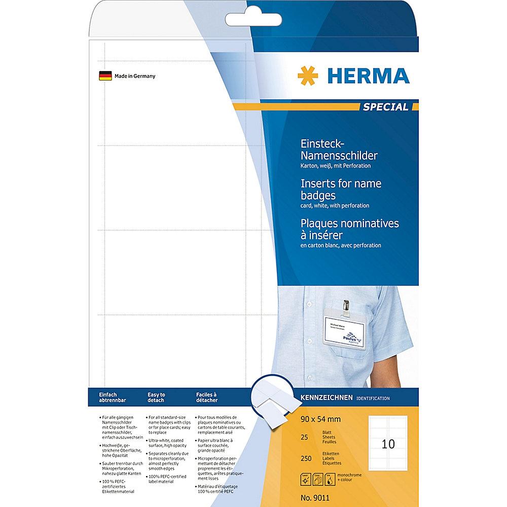 HERMA 9011 Namens-Einsteckschild A4 90x54 mm weiß Karton nicht klebend 250 St.