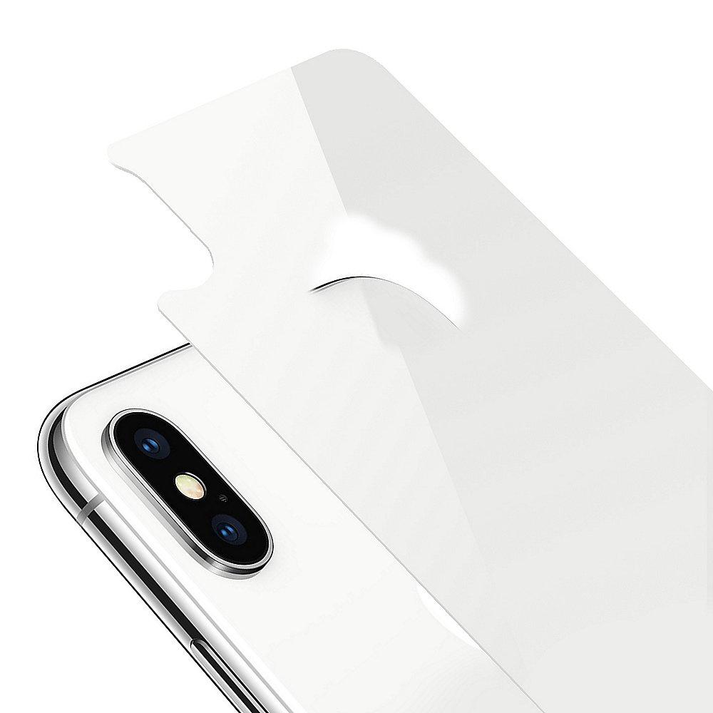 KMP Hartglas Comfort Slim Rückseitenschutz für iPhone X, silber