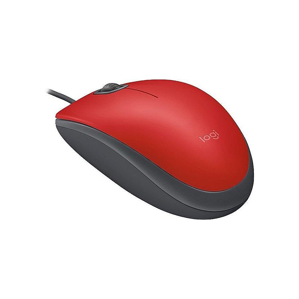 Logitech M110 Silent Geräuschlose Kabelgebundene Maus Rot 910-005489