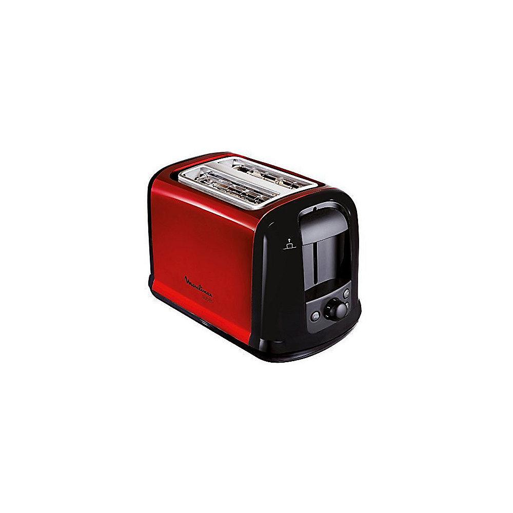 Moulinex LT261D Toaster Subito Edelstahl Metallic-Rot/Schwarz, Moulinex, LT261D, Toaster, Subito, Edelstahl, Metallic-Rot/Schwarz