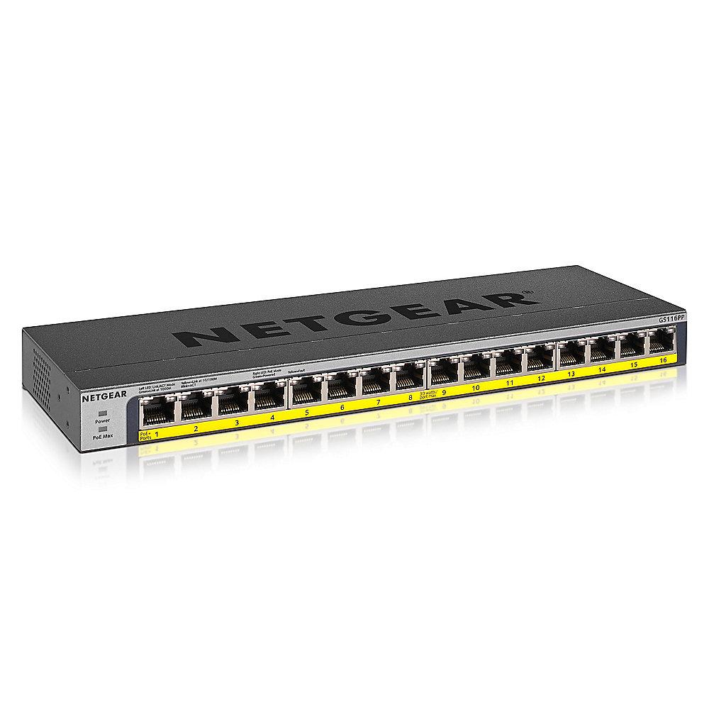 Netgear GS116PP ProSafe 16-Port Gigabit Switch PoE  unmanaged 183W