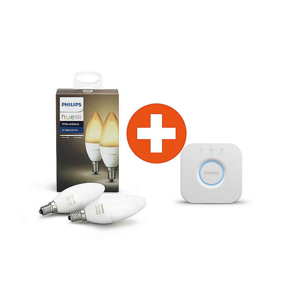 Philips Hue White Ambiance E14 LED Kerze Doppelpack   Bridge