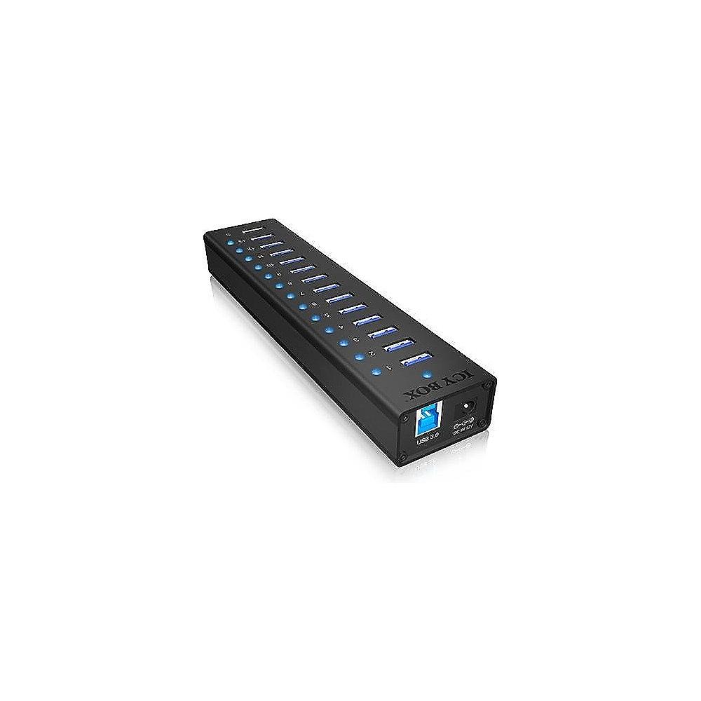 RaidSonic Icy Box IB-AC6113 13-Port USB 3.0 Hub mit USB Ladeport schwarz, RaidSonic, Icy, Box, IB-AC6113, 13-Port, USB, 3.0, Hub, USB, Ladeport, schwarz