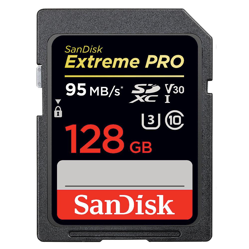 SanDisk Extreme Pro 128 GB SDXC Speicherkarte (95 MB/s, Class 10, U3, V30)