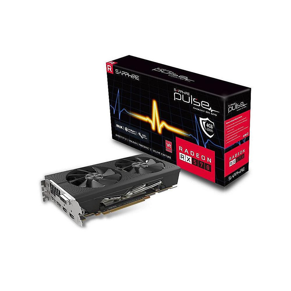 Sapphire AMD Radeon RX 570 Pulse OC 4GB Grafikkarte 2xHDMI/2xDP/DVI-D