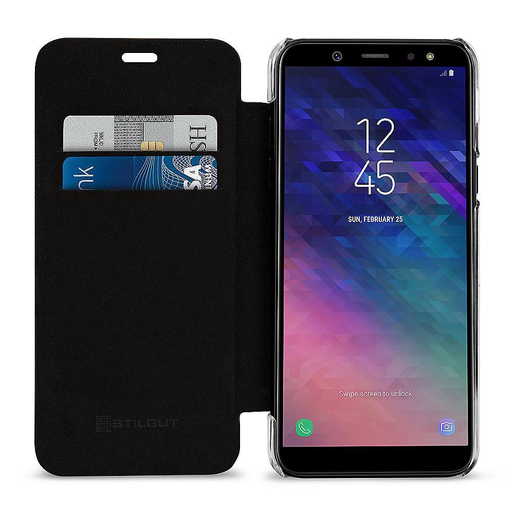 StilGut Book Type mit NFC/RFID Blocker für Samsung Galaxy A6 schwarz/transparent